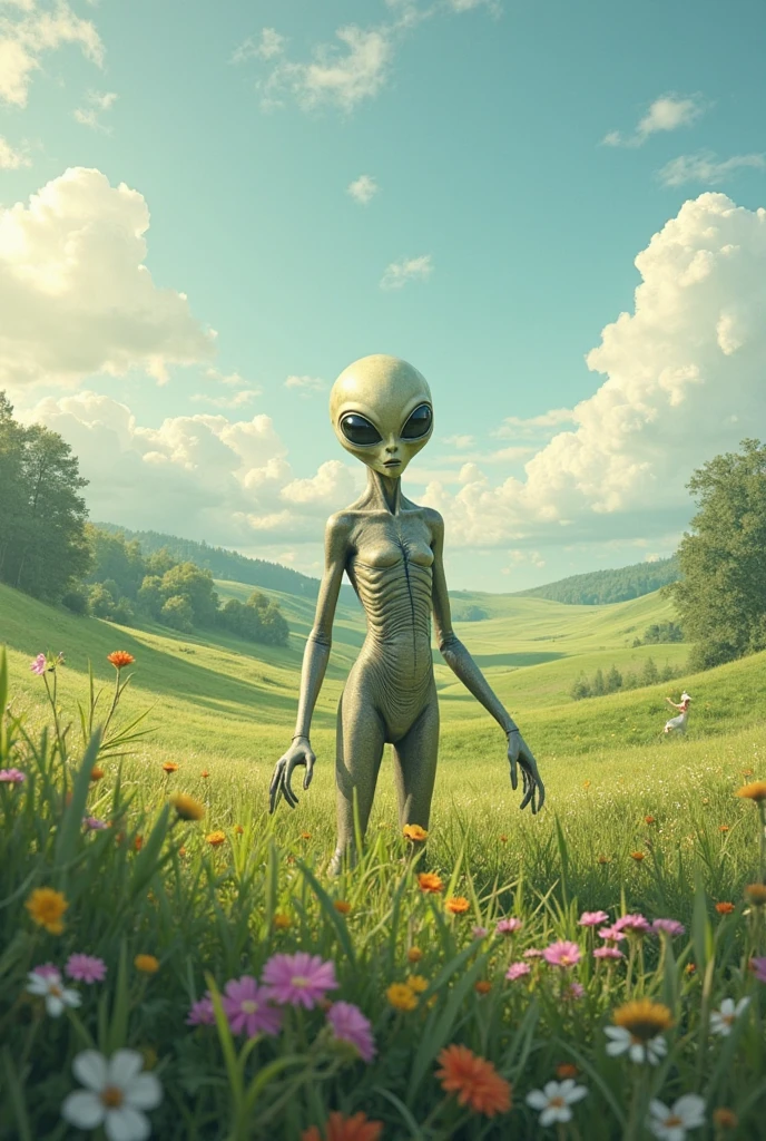 full body shot of HDR photo of texture cinematic photo Medium long view, (Intrepid zzlnzz explorer amidst Golden Wheat Fields at Sunset:1.3), Keen sense of curiosity, Beings from distant galaxies, (Wonder-filled eyes:1.2), Glow of ancient artifact, Civilization relic, (Cosmic secrets:1.2), dynamic pose, Irresistible beacon, Alien mysteries unfolding <lora:Random Alien v3.1:1> . 35mm photograph, film, bokeh, professional, 4k, highly detailed top down close-up . High dynamic range, vivid, rich details, clear shadows and highlights, realistic, intense, enhanced contrast, highly detailed. Whole outfit, clear, sharp, balanced