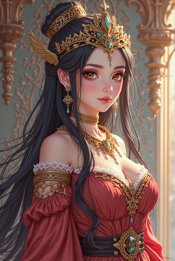 "Yor forger" from "Spy X Family" 3D image assassin dress(throne princess) ultra realistic, her weapon on her hand