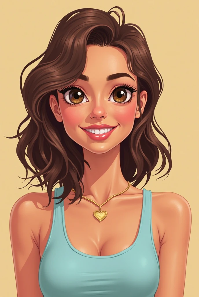 A beautiful woman in talking pose cartoon style 