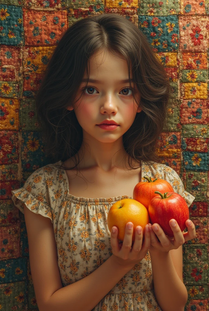 analog photo, a cute girl, 22 years old, holding an apple, in the garden of eden, innocent, Porta 160 color, shot on ARRI ALEXA 65, bokeh, sharp focus on subject, shot by Don McCullin, nsfw,