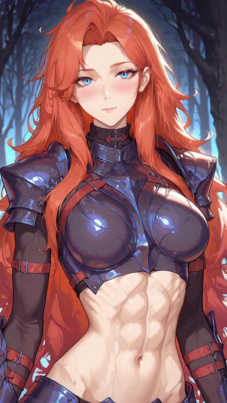 masterpiece, best quality, extremely detailed, 1girl, mature female, solo, rias_gremory, (huge breasts:1.3), (((red hair, long hair, ahoge, aqua eyes))), parted lips, (((bodystocking, black gloves))), ((blush, naughty face), open mouth, fangs, tongue out, long tongue, drooling), ((hands on own face, window, bar, forest, winter, snowing))