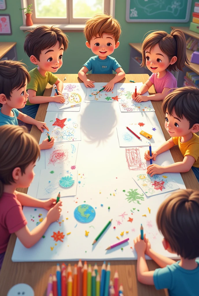 Children playing at school drawing