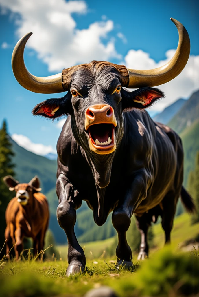 brown cow
with anger