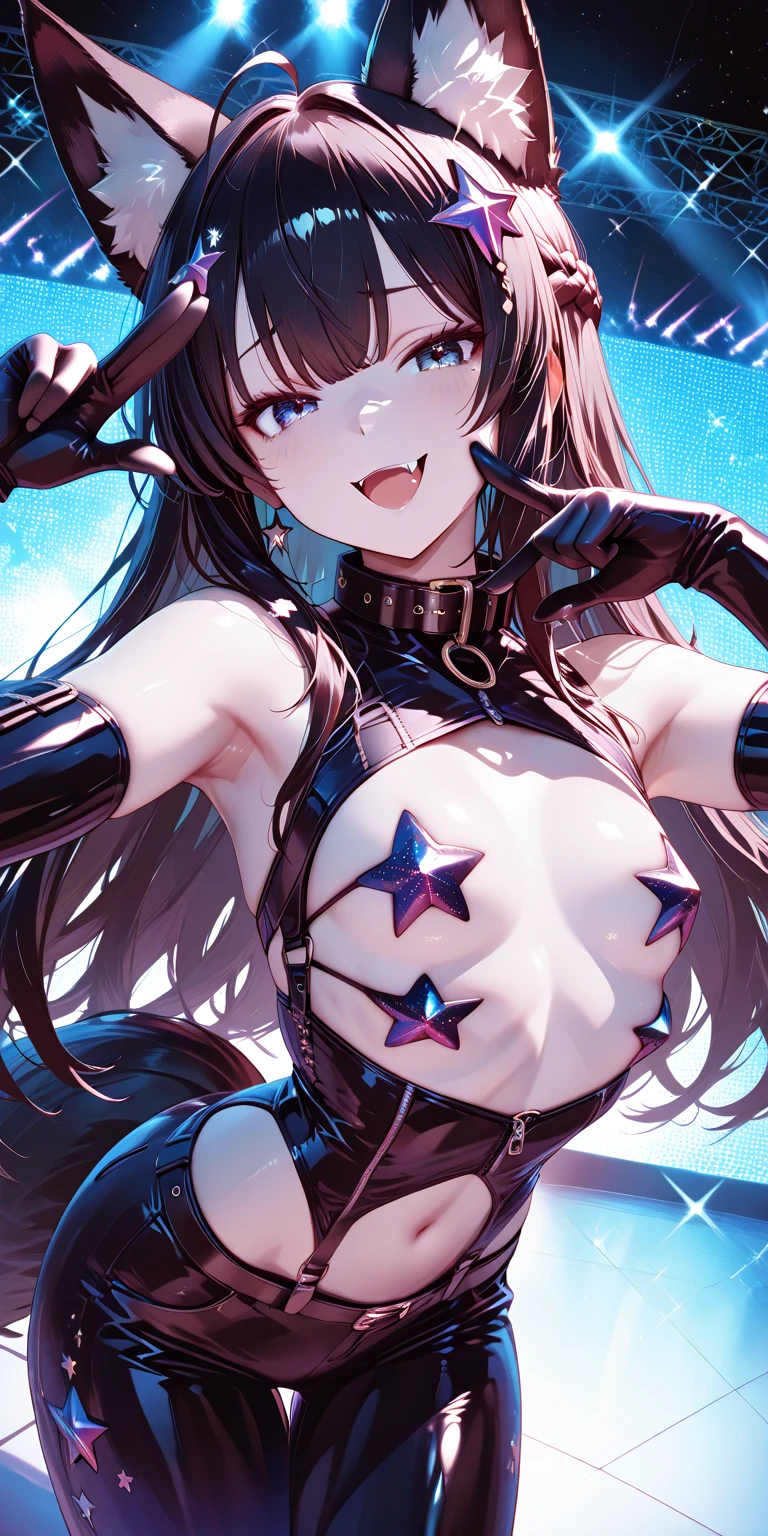 back view, hip focus, score_9, score_8_up, score_7_up, source_anime, femboy, large penis, long hair, reverse outfit,rabbit ears,navel,breasts,revealing clothes,bare waist, fusion heart thong bottom and fishnet_pantyhose, detailed heart_pasties