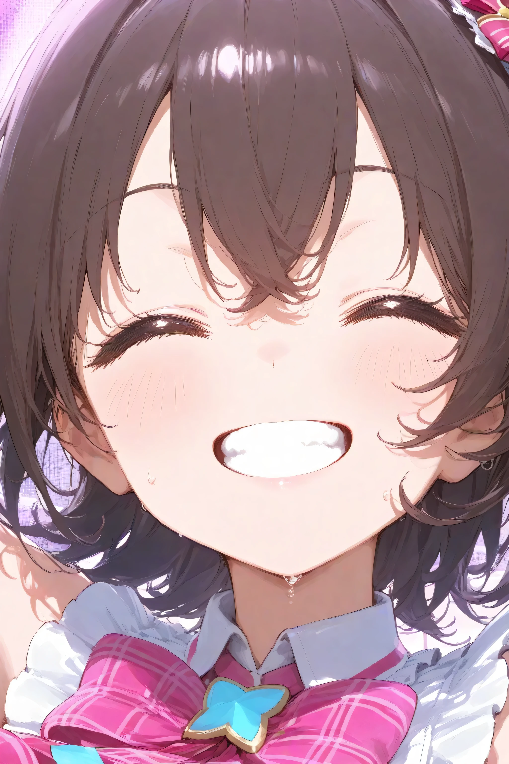 1boy,1woman,mature woman,blowjob,woman,black hair,woman focus,look up,sweaty,track uniform,at nightclub,cum,detailed skin,happy,short hair,looking up,teary eyes,excessive cum on tongue,cum in mouth,bangs up,from above