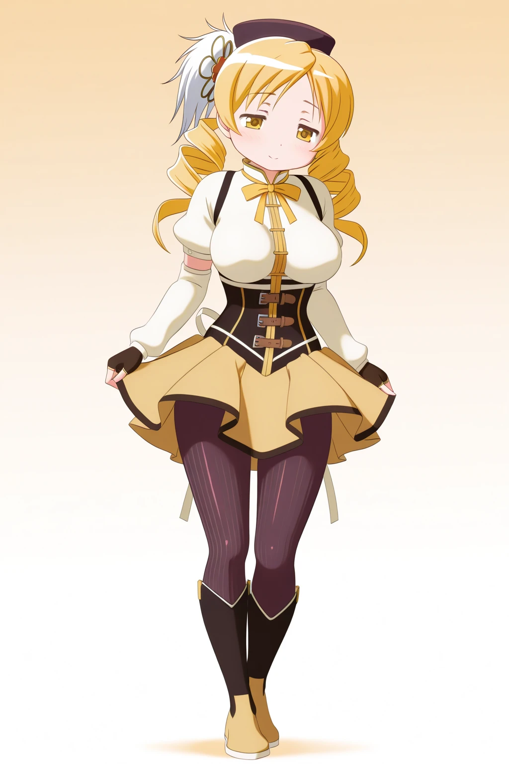 Masterpiece, best quality, 4k quality, Tomoe Mami, artist: Seismic, pantyhose 