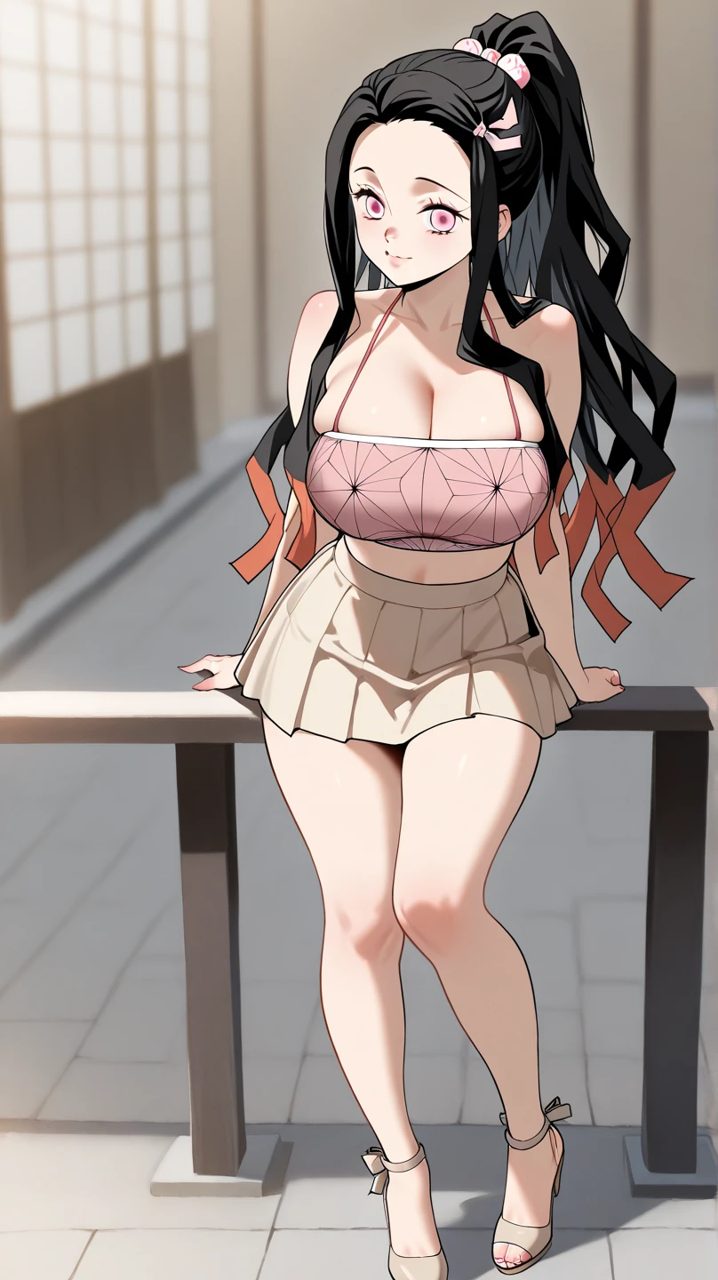 1girl, bare legs, (nurse, micro bikini, ((transparent shirt ,pink micro bikini) ???? out the chest)), gal, gyaru, asian adult model, sexy, curvy, huge breasts, narrow waist, choker, wide hips, thick thighs, looking at viewer, cowboy shot, hentai, dynamic pose, smile, sexy and cute, wide shot, natural lips, background bar, black hair (masterpiece, best quality, hires, high resolution:1.2), (extremely detailed, ((micro skirt)), intricate details, highres)