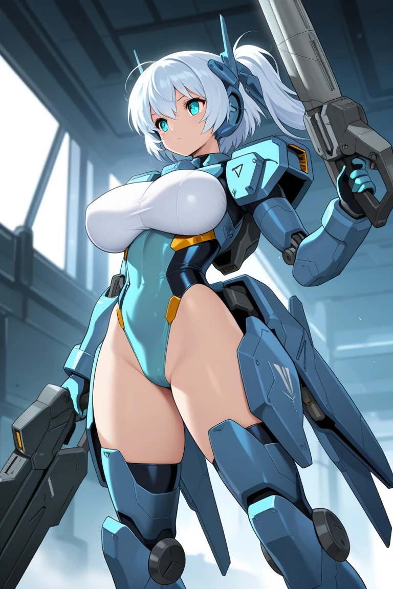RiCO_MegamanXD, 1girl, Looking at viewer, simple background, touching her vagina with her own hand, Blue Hair, ,Blue eyes, micro bikini