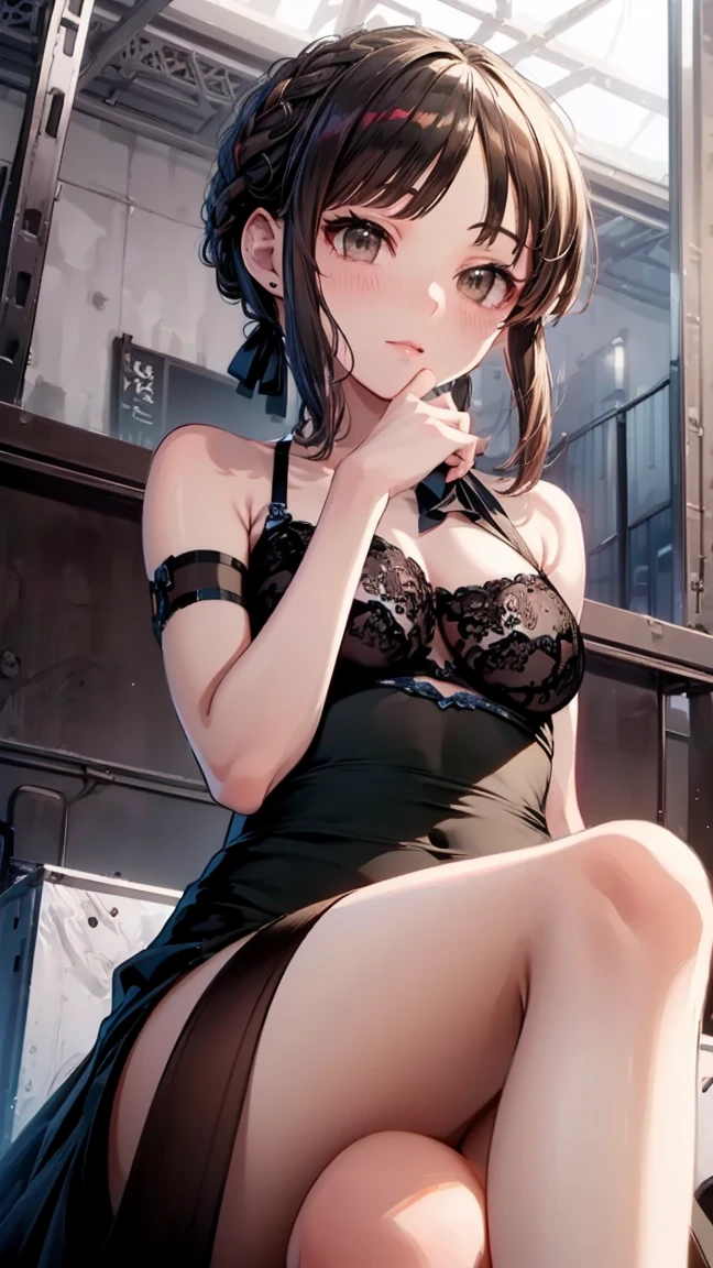 (Unbeatable masterpiece, ultra realistic 8k cg, Perfect artwork, perfect women figure,dramatic shadow,Ray tracing),(secretary:1.5),(black pantyhoses:1.2),on top of the bed,(On your stomach:1.2),Cock up,Watching from behind,(Being touched by men:1.5),long leges,nice leg line,huge tit,fat hips,Desire for sex,weeping,Reddened face,Confused eyes