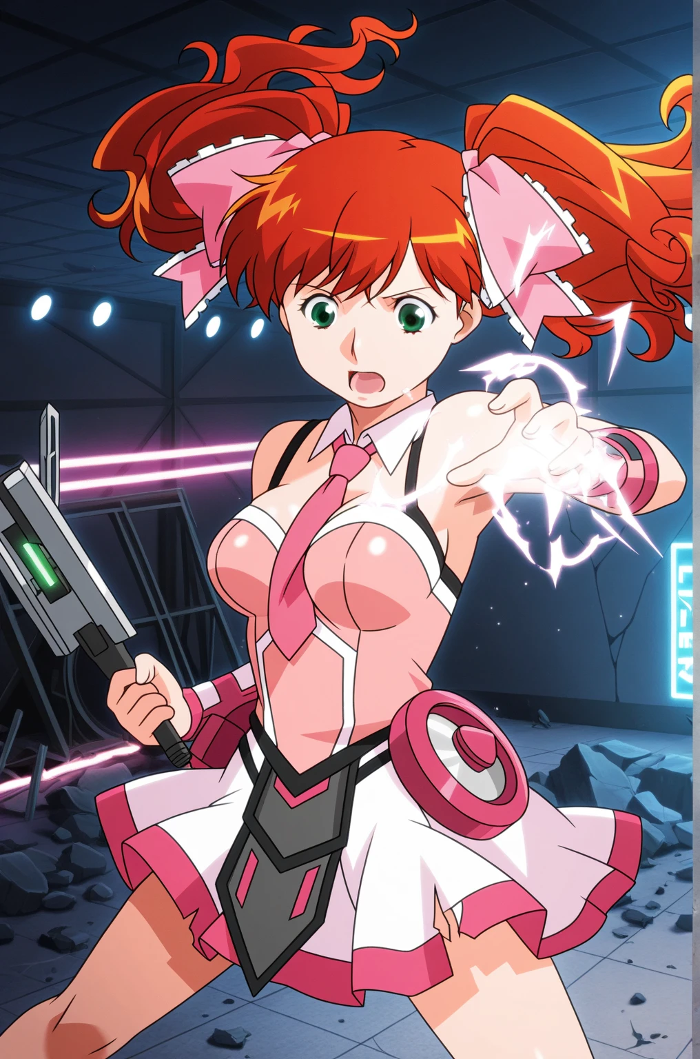 (\1girl)/,(\Alone)/,(\ochaco uraraka)/,(Character from the series Boku no hero academia),(\wearing)/,+,/(A strapless maid outfit showing the shoulders and showing the chest of breasts and the super short dress skirt reaching the butt and the straight and super tight pencil style skirt And sensual )
