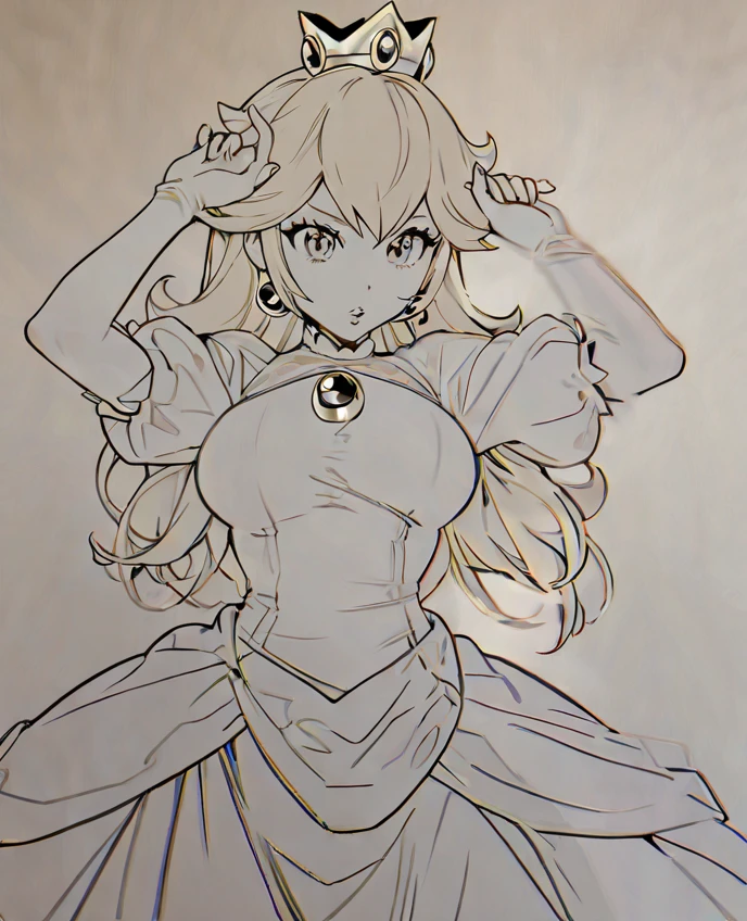 kuro_gane, pixel_art, solo, long hair, wind, 1girl, large breasts, upper body, choker, monochrome, black and white, breast_press, thighs, blouse, folded skirt, transparent background, light smile, :D