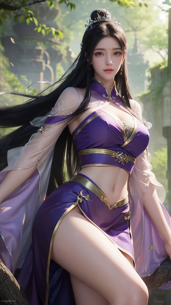 An ancient Chinese beauty, dignified temperament, flowing long skirt, clear face, beautiful eyes, bright colors, surrounded by crape myrtle flowers, masterpiece, super detailed, epic composition, super HD, high quality, highest quality, 32k --auto --v 6 --s2