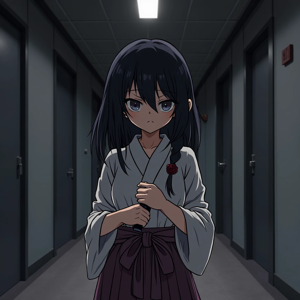 Anime girl with black hair and bow tie in a room, her name movie style, Anime Your Name, in anime movie, kimi no na wa, high quality anime movie still, Makoto Shinkai style, anime movie screenshot, with index finger, anime movie still, anime still, rin, anime still shishishi anime movie,  Screenshot of the anime movie.