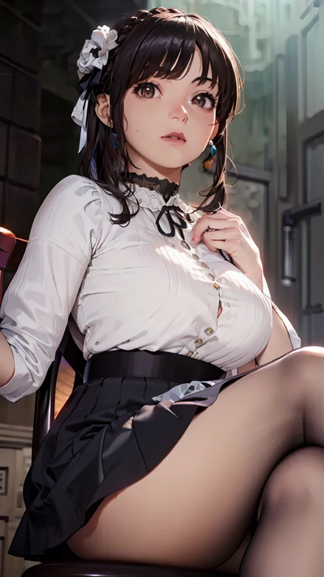(masterpiece: 1.3), (Maximum resolution: 1.2), (Ultra HD TV: 1.2), Cinematic Light, 8K resolution, Detailed facial features , (Sharp focus: 1.2）,Perfect Style, Beautiful Face, , Anatomically correct, Highly detailed face and skin quality感, Beautiful Eyes,Bright Eyes,  Natural Cheeks, Glowing Skin,  (Glossy Lips: 1.4),、 (A shameful expression: 1.2),Highly detailed face and skin quality, Natural Cheeks, , Rui々Beautiful lips,Exposed cleavage、、Humiliating、shame、Please open your knees、Glaring at the camera、Spread your legs、、Sparkly little earrings and necklace、、、Drenched in sweat、 woman,1 person、 dojo、,(Skirted  and jinbaori:1.4)、、dissatisfaction、Soft Breasts、Healthy legs、Bare thighs、lean on the sofa with your knees raised、、露出したwoman器、Close ~ eyes、Blowjob with tongue out,Realistic tongue covered in white mucus