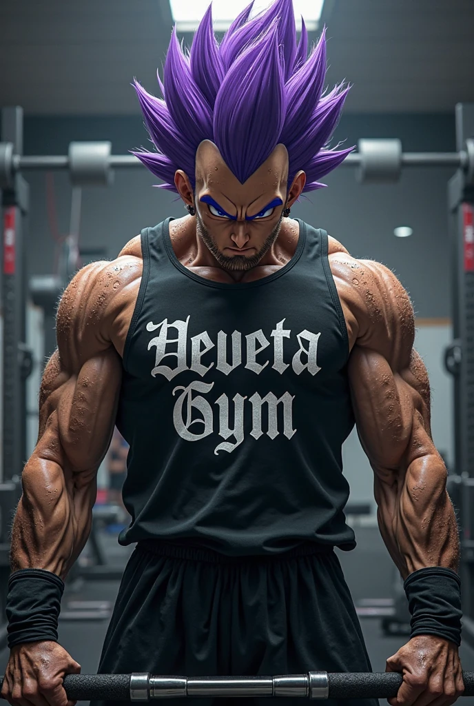 Cuerpo completo. hombre musculoso coreano (abdominales reales, pectorales, 40 years) usando speedo gris, zapatillas, cabello de goku (todo negro, este consta de tres mechones colgando a la derecha de su frente y dos colgando a la izquierda, his hair also stands up on his forehead with four spikes and three tufts behind). fondo de gimnasio. estilo realista, detalle perfecto, contraste excepcional. detalle de la foto, realista