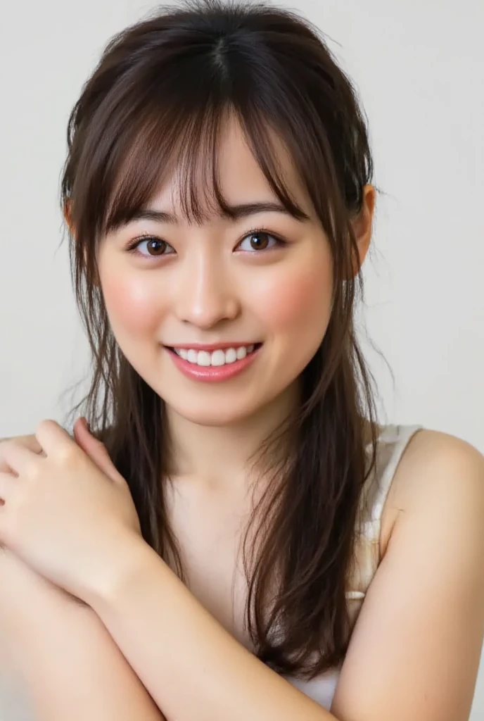 1girl, (white cardigan:1.6),(RAW photo, best quality:1.4), (realistic, photo-realistic:1.4), masterpiece, an extremely delicate and beautiful, extremely detailed, 2k wallpaper, Amazing, finely detail, extremely detailed CG unity 8k wallpaper, ultra-detailed, highres, soft light, beautiful detailed girl, extremely detailed eyes and face, beautiful detailed nose, beautiful detailed eyes,cinematic lighting,(blurry,bokeh backgound:1.6),(in building:1.6),perfect anatomy,(slender body:1.0),(close up face,focus face:1.4),(smile,Friendly, warm:2.0),(looking at viewer:1.8),(young japanese idol:1.8),(wavy long brown hair:1.8), (brown eyes:1.8),(standing:1.6), <lora:koharakonomi_lora-10:0.8>