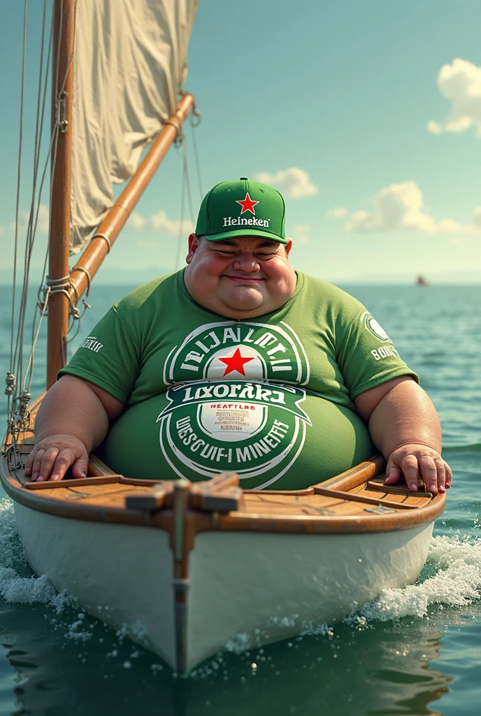 A fat grandfather swimming using a life jacket, bare chested, on the beach, and enjoying a cup of beer, his face flushed, chubby, fatty, full body, old man