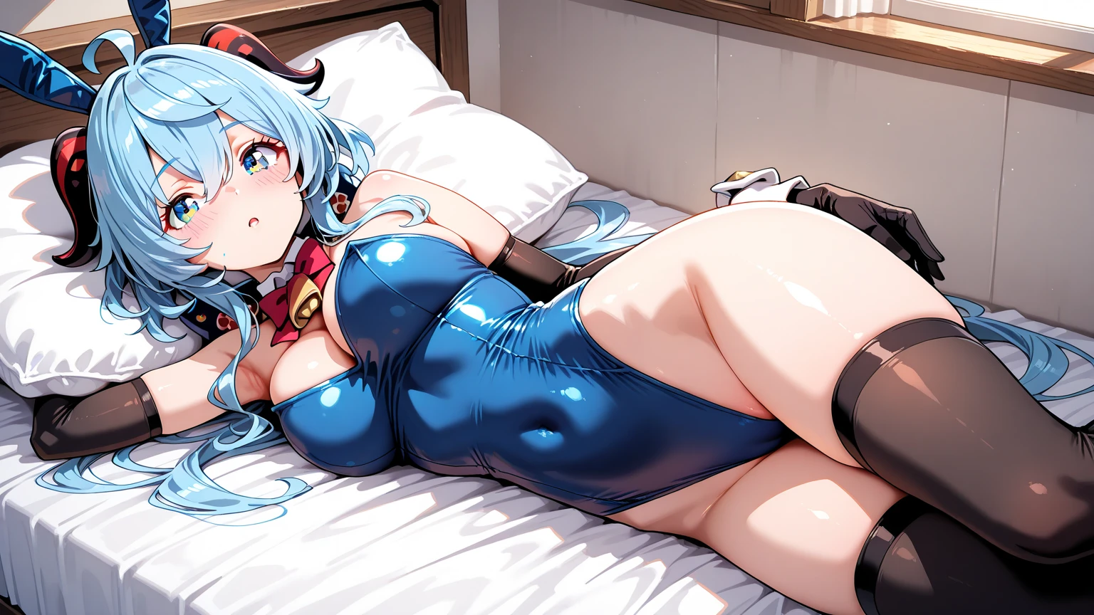 1Blittle girl，Anime character Hatsune Miku shiny pantyhose erotic swimsuit El Chavo， photography of，gentlesoftlighting， Soft details， octanerender， ArtStation Trends， hyper-high detail， Ultra photo realsisim， cinematic ligh，16k，Large bust，kneeling down，In a hospital bed，In a psychiatric hospital，Dirty environment，big breasts exposed cleavage，stocklings，high-heels，weeping，Painful expressions，baggy clothes，pleatedskirt，Exposing the abdomen，Elaborate Eyes，largeeyes，Superbly detailed eyes，weeping，Painful expressions