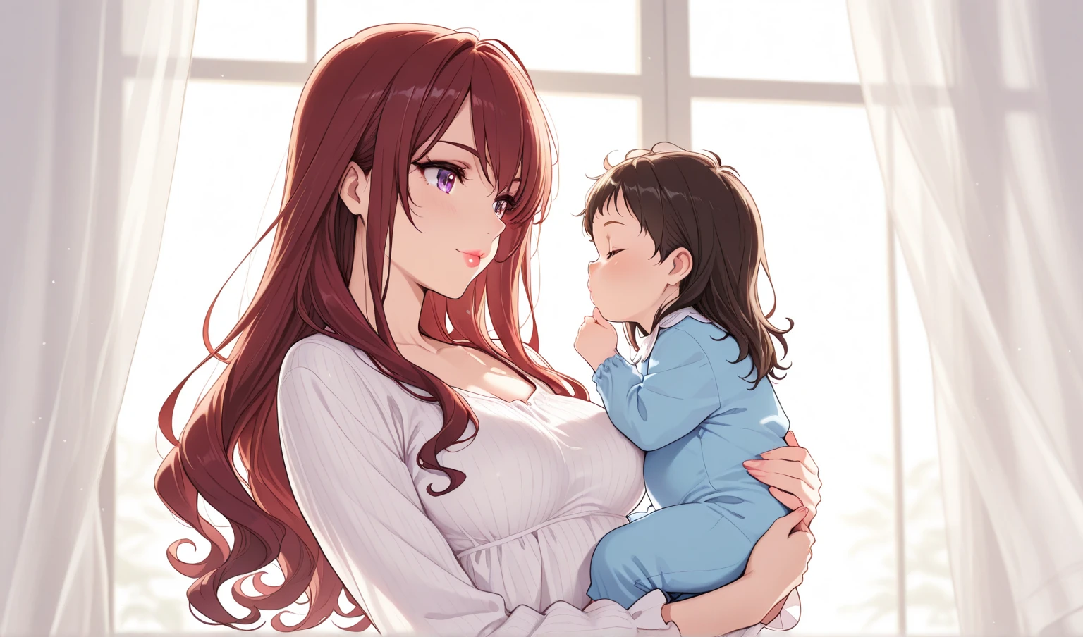 Milk comes out of the nipple on the chest of a Japanese female anime character..
Feed it to the child