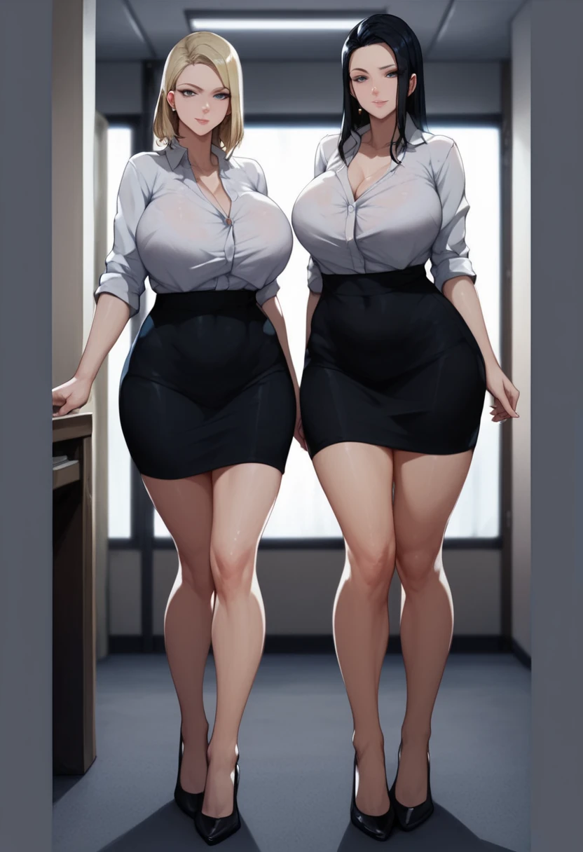 full bodyesbian,Two beauties,Stand in a row,Gray skirt,Conjoinment,Tights suit,Standing on the ground,huge tit,Slim,long leges,Stand up straight,nothing background,Slim,Exhibited,Mannequin,standing on one leg,Superskirt,Pearl panties,Glowing flying panties