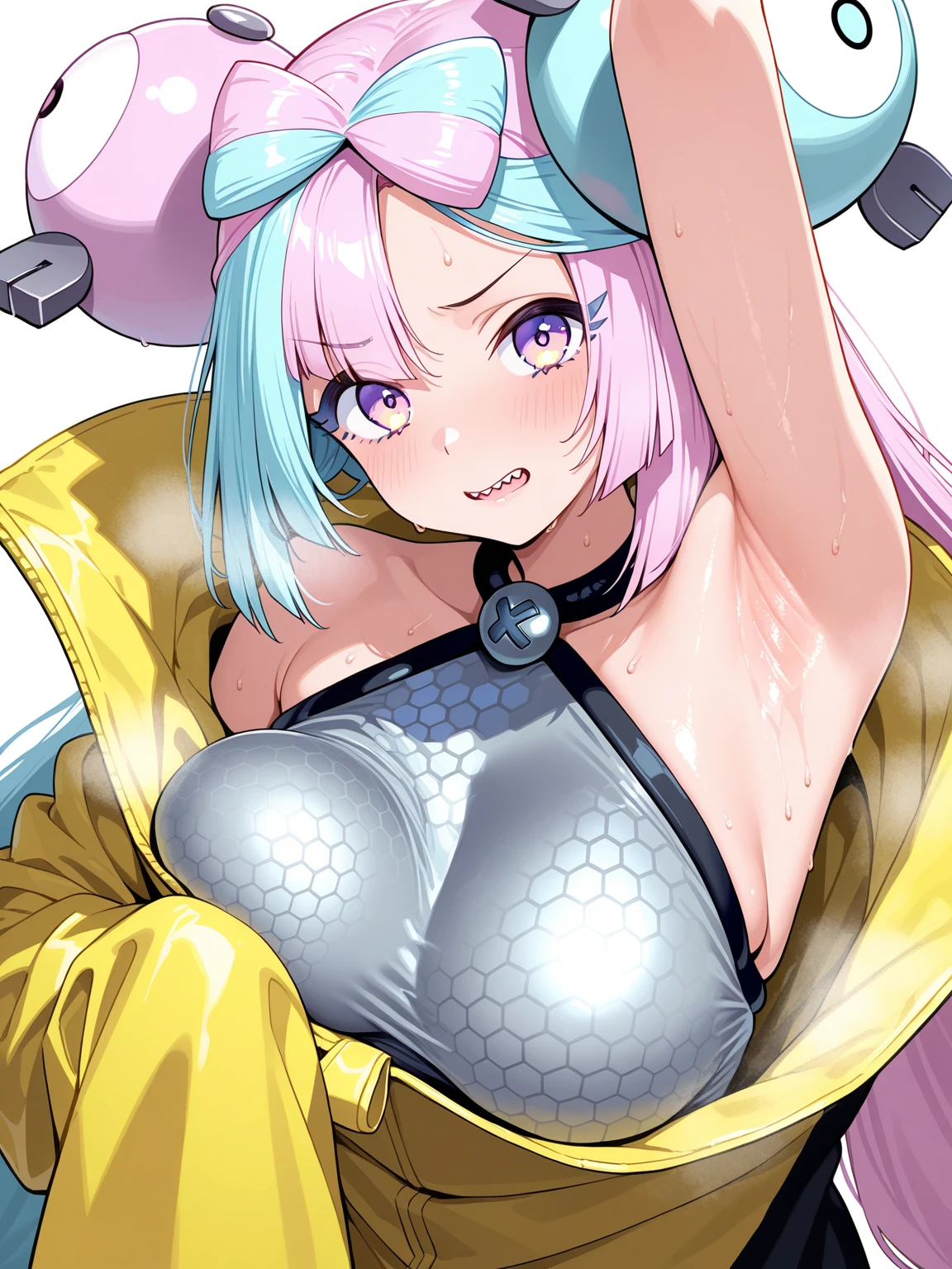 (Milking machine)、Dildo、((Heart Helmet、Glowing Helmet))、cable、Urine、Top view、手でvaginaを開く、Ultra-detailed illustrations、Ultra-precise expression、masterpiece、Highest quality、ultra High resolution、High resolution、Hiromitsu Takeda Style、White background、Simple Background、One girl、solo、(Mash Kyrielight)、light purple hair,short hair,hair over one eyes、Completely naked、White Breath、Sweat、Glowing Skin、shiny skin、smile、pubic hair、vagina、Hands between the crotches、stand、Erect nipples、Big nipples、Breast milk、ahegao,