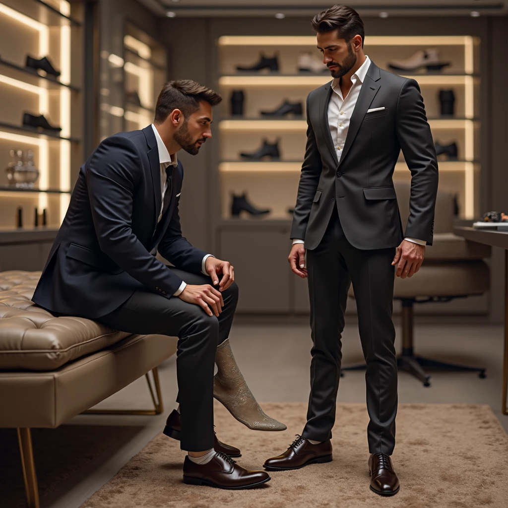 Real Human，Handsome guy in suit wheelchair，Both brothers are in wheelchairs，height is 180 cm，High paraplegia，Loss of sensation from the chest down，Life cannot take care of itself，Young and handsome，Slim figure，The older brother wears a striped suit，The younger brother wears a casual suit --auto