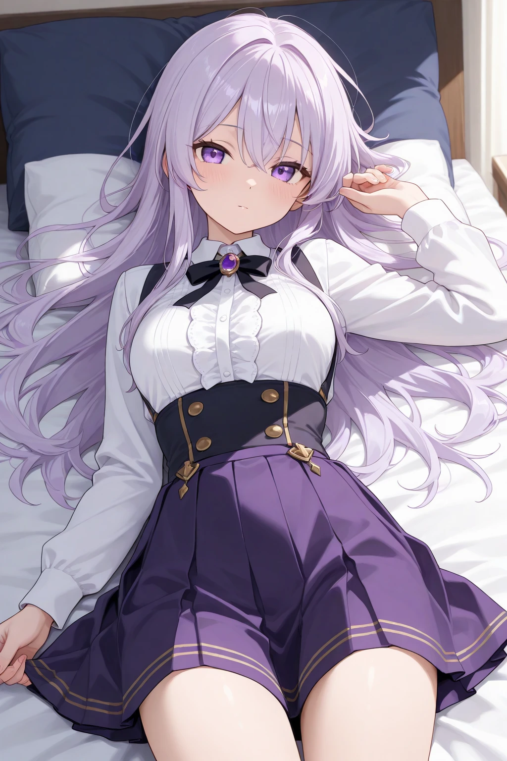 ((masutepiece)), (Best Quality), hight resolution, Ultra-detailed,
1girl in, earrings, elf, Long hair, Long sleeves, pointy ear, Solo, Twin-tailed, Green eyes, earrings, White hair, Looking at Viewer,
white capelet, long boots, Brown Footwear, ((Black pantyhose)),Bedroom、on the beds、(sleep)