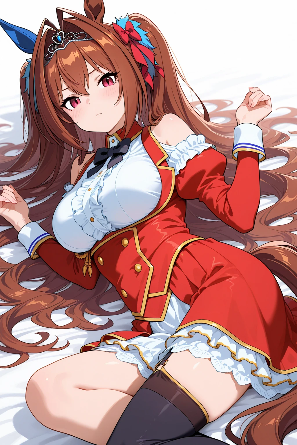 Anime girl lying on bed,A red ribbon hangs around his neck, small curvaceous loli, gapmoe Yandere, seductive anime girls, Anime goddess, Yandere, (Anime girl), Anime artwork, 《Persona 5》Ann High Roll, eechi, Loli, gapmoe Yandere grimdark, Anime girl, Edgeie anime style, Best Rated on pixiv