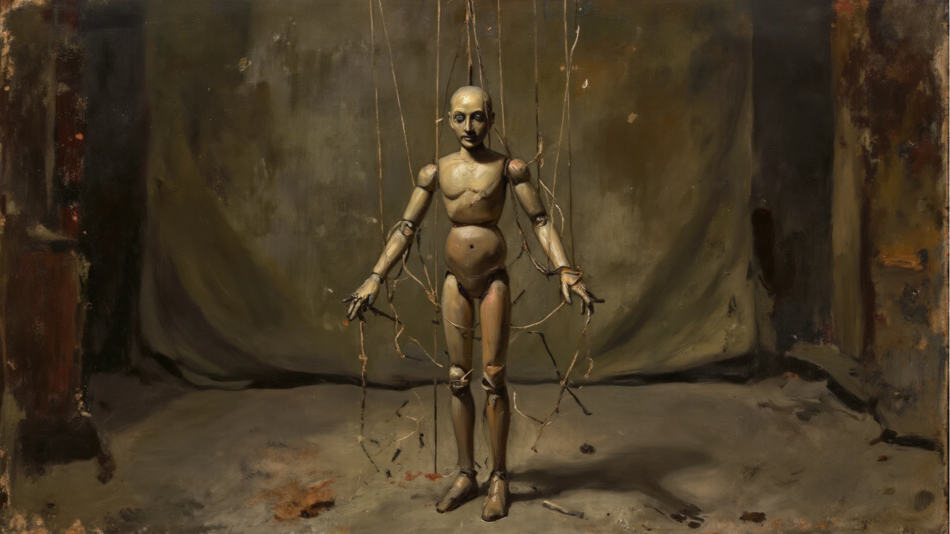 <lora:Jan Svankmajer Style:1>Jan Svankmajer Style - surgical dilemma, unsetyling versions, fibers of dusty wet mud, red wax anthropoidal asymmetrical waste of space puppet