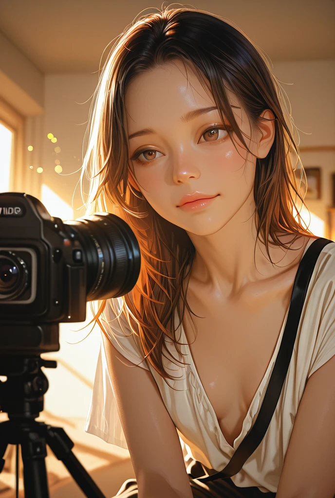 A cute girl, 3D cartoon character, vivid color, portrait, super sharp, super detailed, girl with long hair, Asian , ((face looking camera))