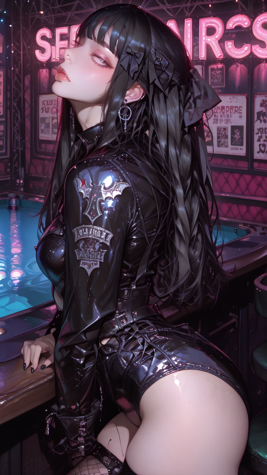 leather boots in the color of the suit on the girl