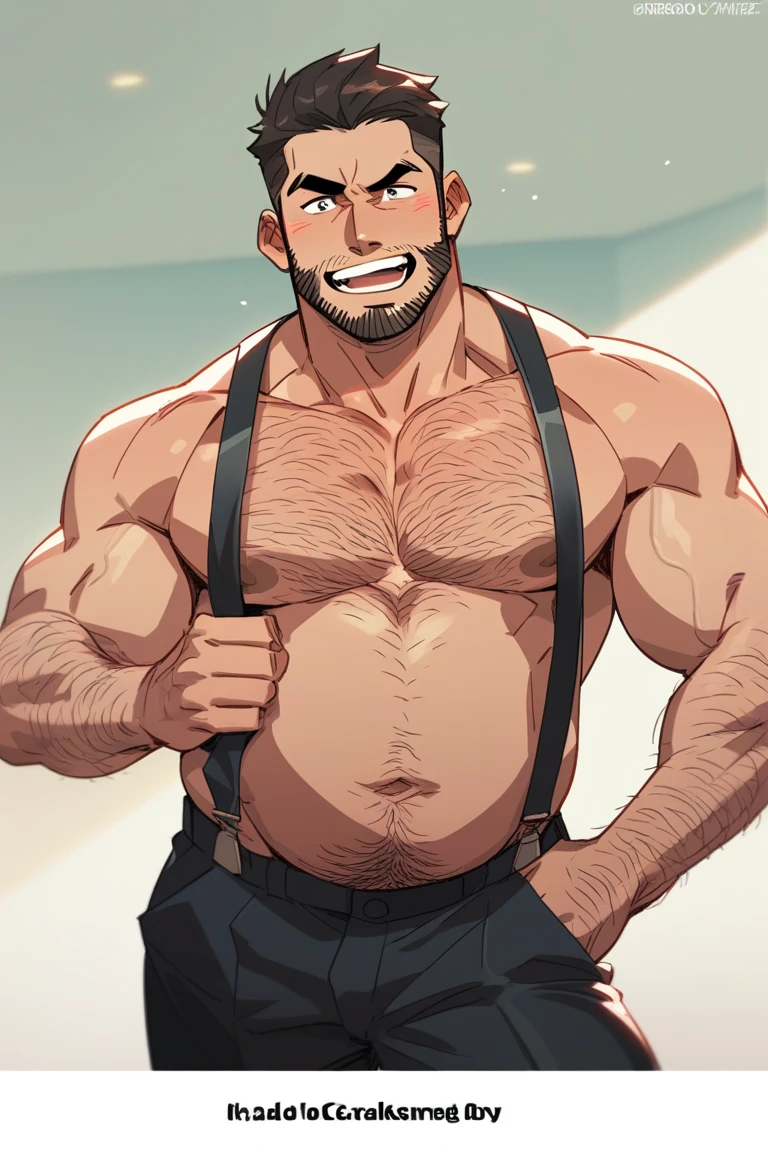 solo, 1boy, Huge Muscular Old man wearing suits and glasses, short white hair, bearded, mustache, office background, halfbody, looking to viewer, masterpiece, high detailed, 8k, high resolution, nice bulge