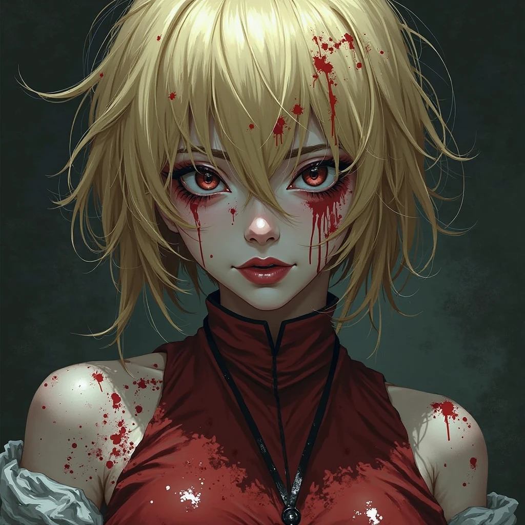 (by Greg Rutkowski: 1.2), (masterpiece), ((best quality)), extremely delicate and beautiful, illustration, highly detailed face and body. {{Cthulhu girl,}} bloody girl, devil's smile, hooded cape, collarbone, ribs, pubic bone, devil's smile, devil's eyes, red eyes, pale skin:1.6,wet oily skin, dark corruption, cool face, HD. elegance. photorealism. Unreal engine.  From Brian Froud and Carne Griffiths and Wadim Kashin and John William Waterhouse, 8K post-production, high resolution, hyperdetailed, depth of field, HDR, intricate