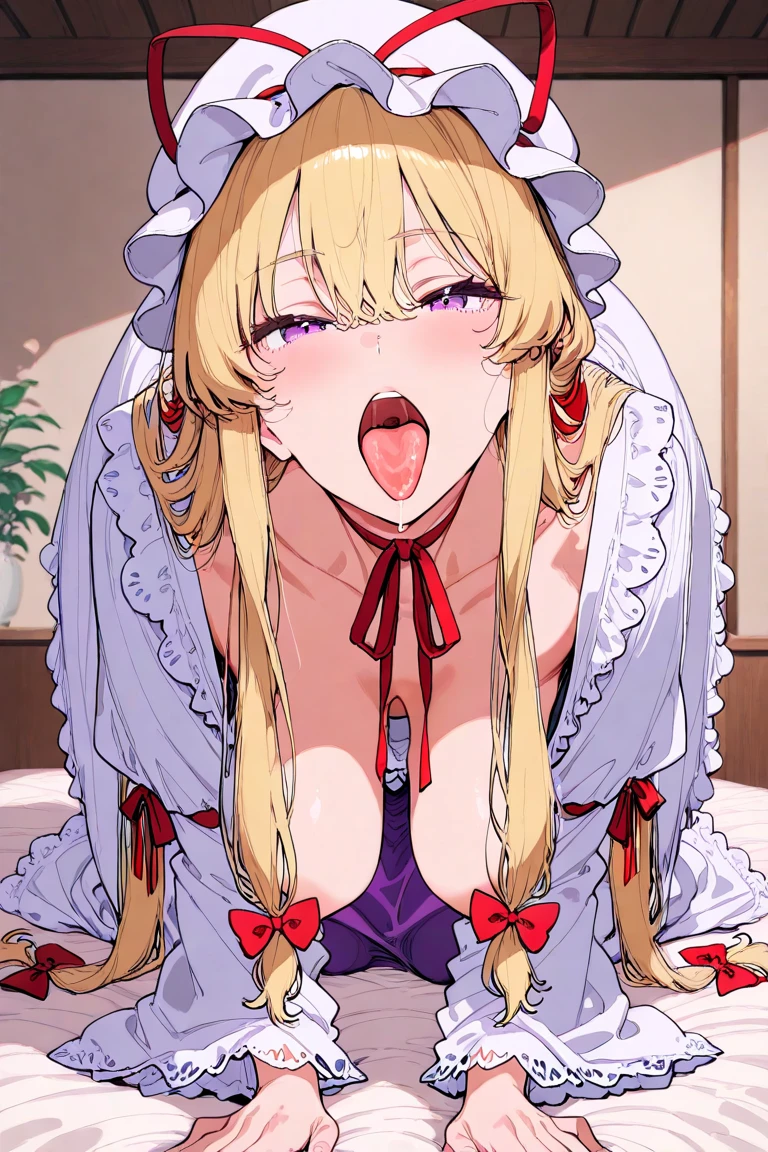 score_9, score_8_up, score_7_up, score_6_up, score_5_up, score_4_up, BREAK source_anime,((gigantic breast,nipple)),((full nude)),((Turning your back to me, sticking out your butt,))She turns around with her back to me, sticking out her butt,from back view,Directly behind,
1girl, solo,((blonde hair)), blond long hair, purple eyes, hair between eyes,blunt bangs, hair ribbon, white gloves, detached sleeves, bare shoulders,white thighhighs,(Heavy breathing,saliva,blush, sweat, Sweaty and wet all over,)half open eyes,paizuri,breasts blowjob,breast squeeze,sweat, semen,cum on hair and face,holding her breast with both hands,penis,ejaculating penis,blowjob,Fellatio,deep throat,pov, Looking at Viewer,ahegao,fucked silly, sexual ecstasy,orgasm,tears,bukkake,cum on face,snot,(cum gushes out from the pussy,)Steam,((Breast milk gushes from the nipple,lovejuice dropping crotch,)),