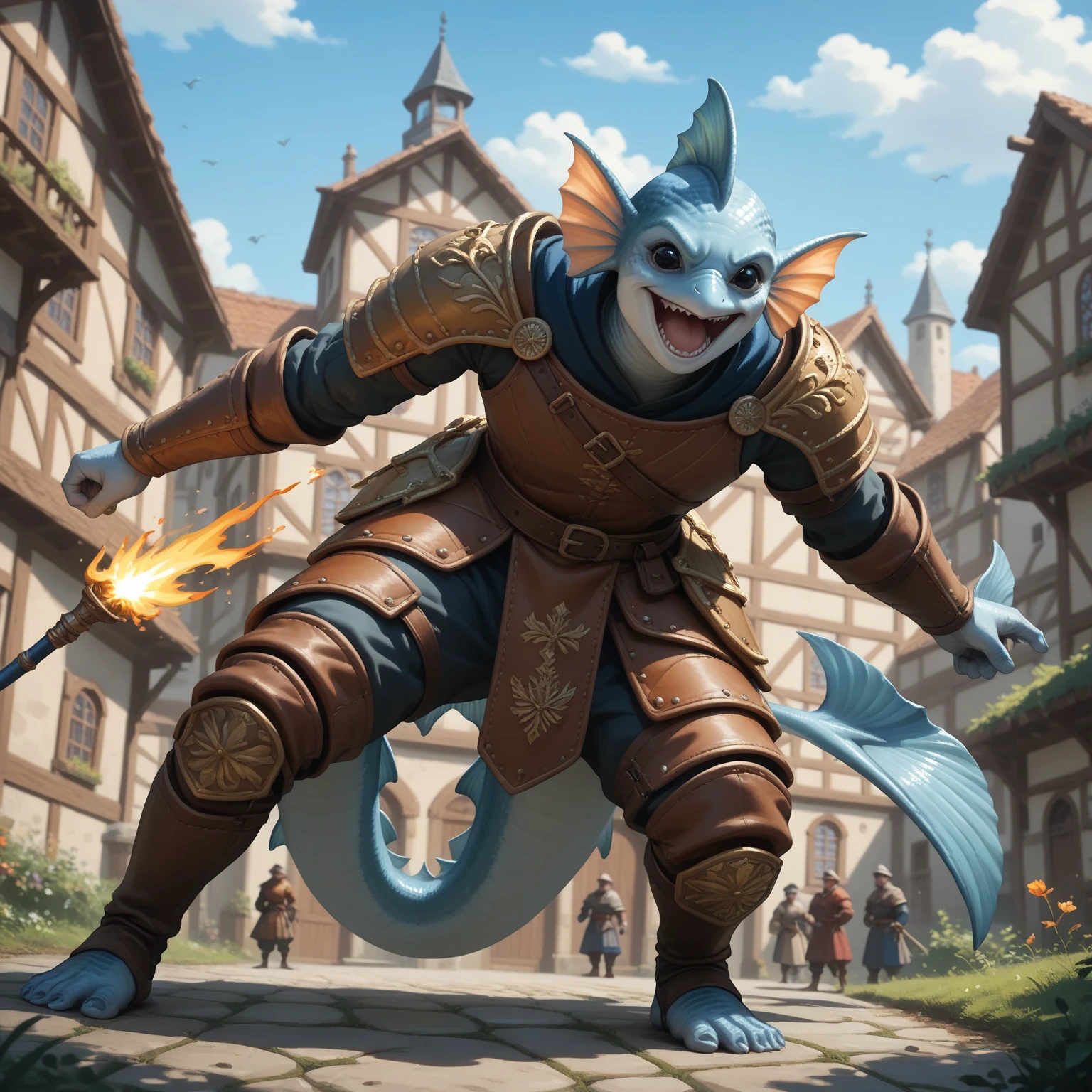 A treasure  mimic opening its toothy maw, chasing a cute halfling thief woman, high fantasy dungeon, detailed fantasy creature, intricate architectural elements, dramatic lighting, fantasy art, cinematic composition, vibrant colors
