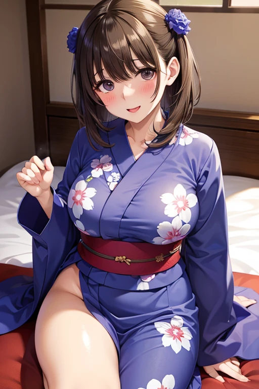 super realistic photos, 8K high quality detailed photos,sweaty,Girl 1name,male１name, 18-year-old,highly detailed legs,detailed black pantyhose,exact number of legs,accurate foot index,A neat and well-groomed face,double,Big eyes,Japanese,Accurate anatomy,beautiful woman,Fair skin,exposing chest,(Erotic Pose 1:1.2),blush,sweating,smile,(Bukkake all over the body 1:1.4),(Kimono 1:1.2)