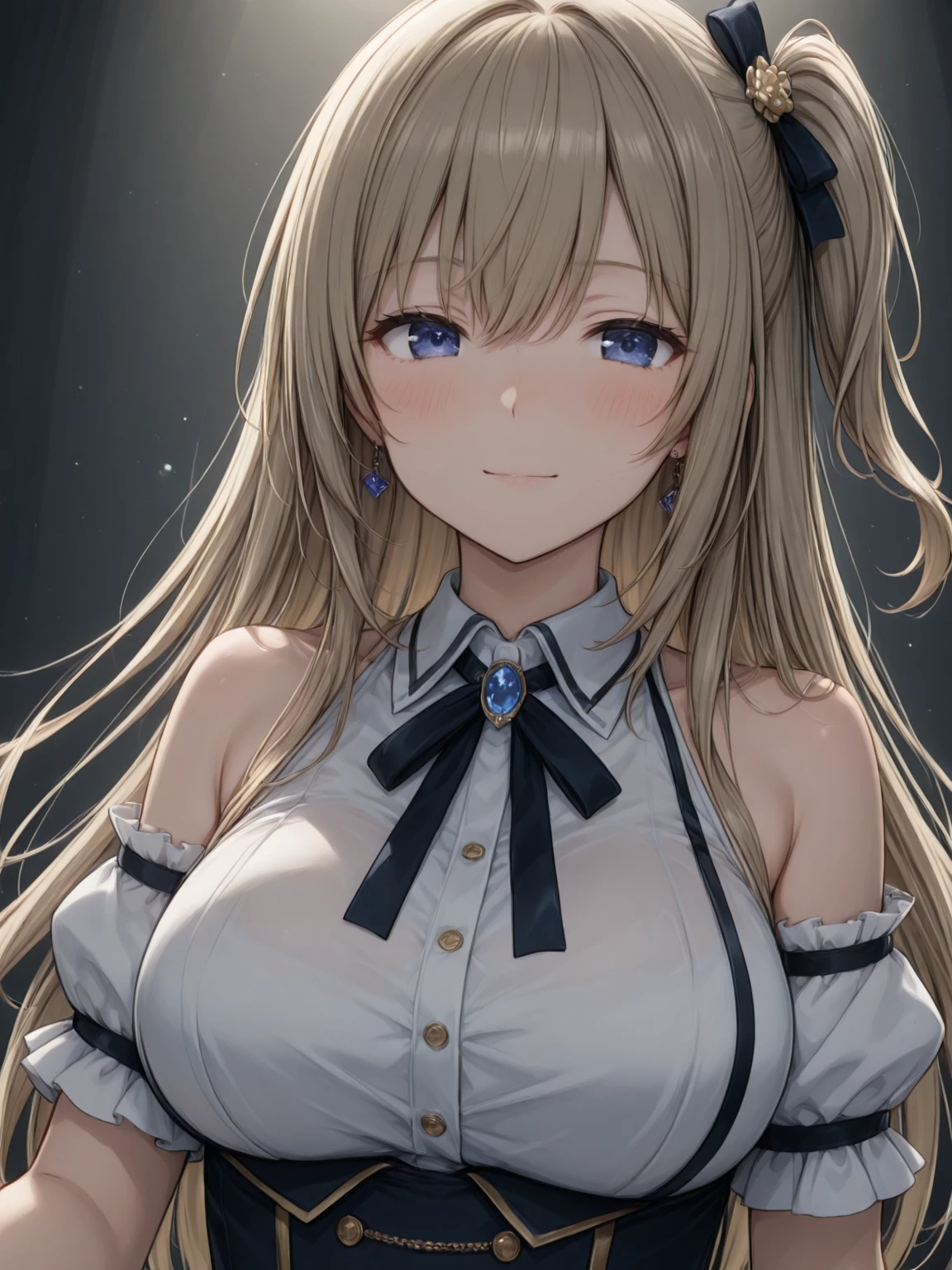 Ichinose Asuna, ((white background)), Gal, Pleated skirt, ((White Shirt:1.3)), Wearing a wet white shirt, Thigh, Angry face, blush:1.3, Angry face, heavy breathing, 