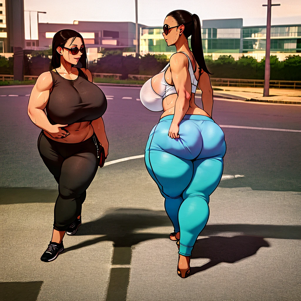 Best quality, two people, one man and one woman, man standing behind woman, woman voluptuous with big hips and muscular thighs and a giant ass, she wearing a sexy dress, man muscular, he's grabbing and groping her big ass as they walk, ass groping, ass squeezing , POV from the side, view from side, she looks mad