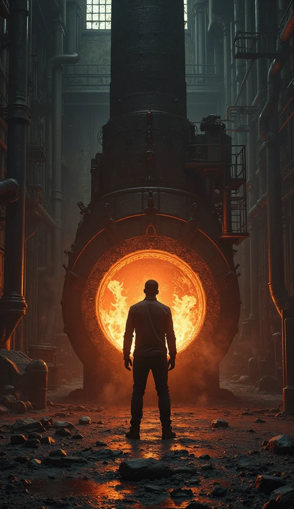  Shadow of a man standing in front of the furnace