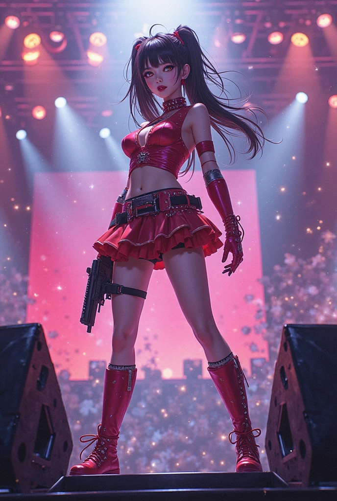 cute warrior in skirt, using red chains, with red arms, Atey Ghailan, by Jeremy Mann, Greg Manchess, Antonio Moro, trending on ArtStation, trending on CGSociety, Intricate, High Detail, Sharp focus, dramatic, photorealistic painting art by midjourney and greg rutkowski