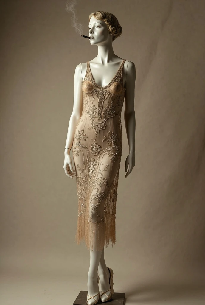 lifestyle photography of curvy model with clothes drawn on, standing nude wearing short line dress, natural big eyes, full body, long blonde hair, highly detailed, standing in tailors shop being measured for a dress, bounced lighting <lora:Lines_Clothes_XL:1>