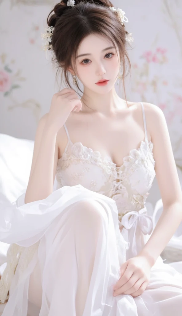 (Sepia color)1.3,(Umbilical center),(Lying in bed),half-open lips,(realistic)+, (official photo)1.3,(masterpiece)1.3,(french maid)1.3,(rose),bouquet,ornate, intricate,(solo girl),(sexy lace Corsets and garter belts)1.3,(skirt)1.3,(Choker)1.3,ethereal, soft clean focus, art by emil melmoth, gustave dore, craig mullins, yoji shinkawa, art germ, pete morbacher, david lynch, artstation, oft clean focus, realistic lighting and shading, (an extremely delicate and beautiful art)1.3, elegant, ,active angle,dynamism pose