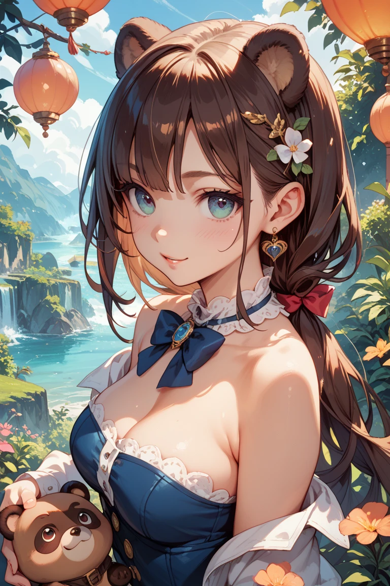 Lisa Genshin Impact, Whole body, (NSTDA.:1.2), (10, beste-Qualit, master-piece: 1.4), ultra-high resolution, (lifelike, photorealistic portrait: 1.48), 20 age, Cute Girl, Nude, Famous Japanese actors, gigantic breasts, Blue Eyes, Head tilt, cowboy shot, from the side, looking at the audience, expressionless, Beautiful lake, Zeiss 150mm F/ 2.8 Hasselblad, In Japanese shrines, Whole body, foot, Ultra-Wide Angle