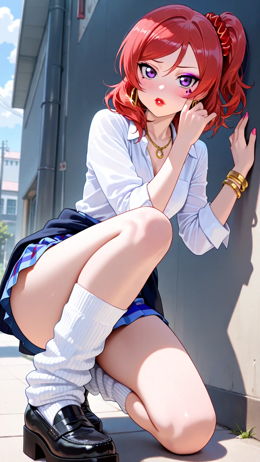 masutepiece, Best Quality, High resolution, Ultra High Resolution, depth of fields,1girl in, Red Eyes, Red hair, Bob Hair, (camisole), (Miniskirts), NSFW, (((pantyshot))), (((Skirt lift))), Cameltoe