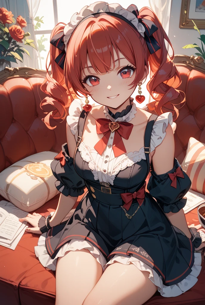 A girl sitting holding a candy cane