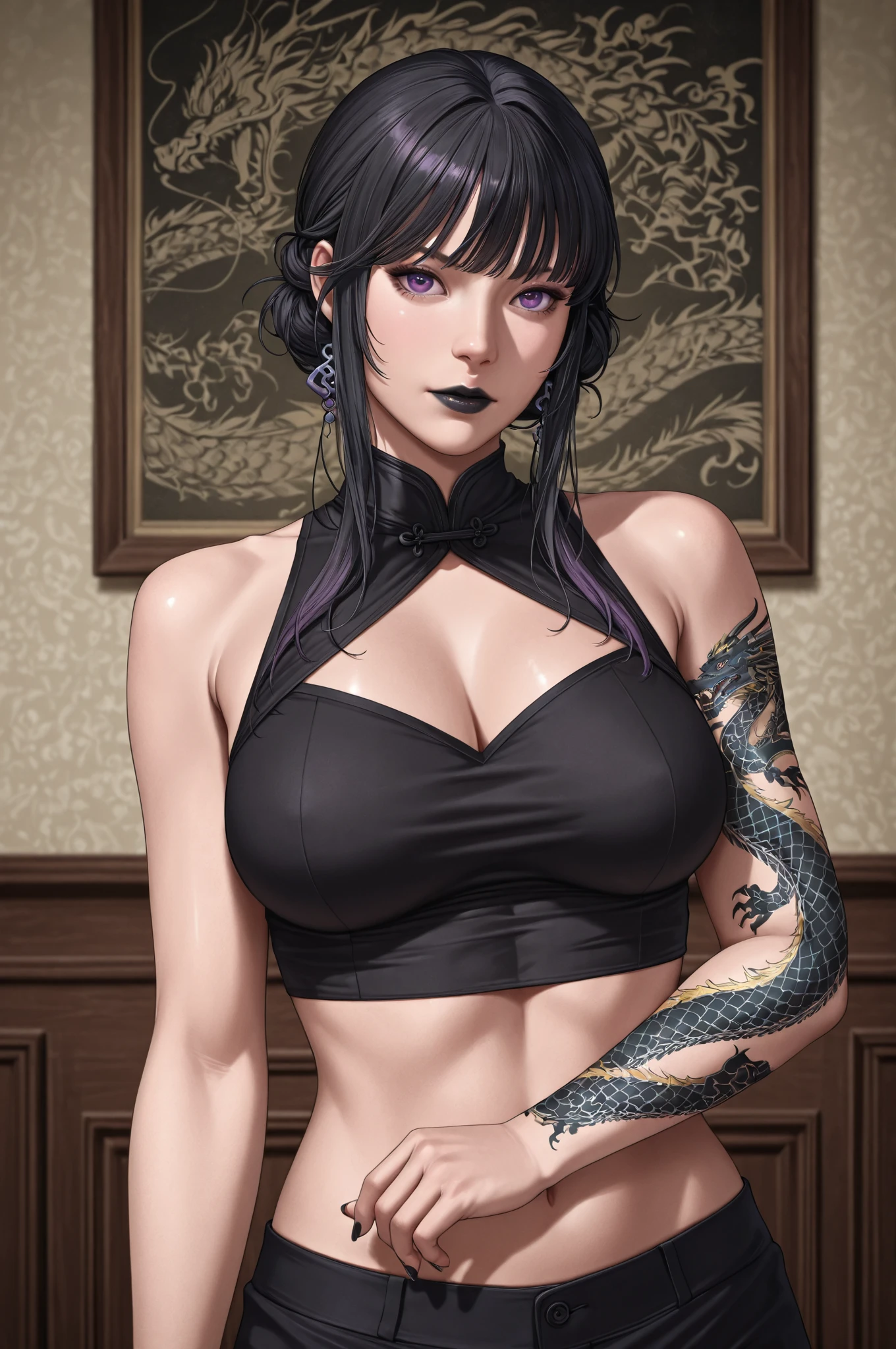 (masterpiece, best quality:1.2),solo,1girl,alternate costume,black hairband,looking at viewer,highres,sweatdrop,solo,black leotard,backless leotard, playboy bunny,firefly_\(honkai:_star_rail\),blush,1girl,armband,collarbone,detached collar,fishnet_thighhighs,green bowtie,strapless leotard