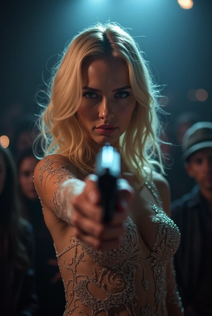 ultra HD, High details, best qualityer, goddess, handgun