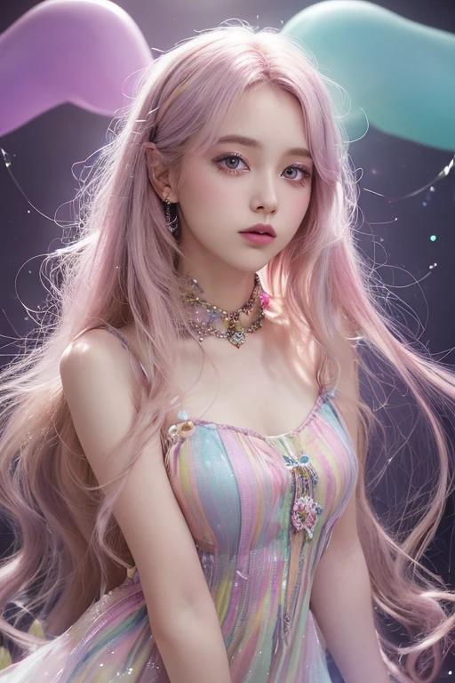 (8K, super high quality, masterpiece: 1.2), (super realistic, photorealistic: 1.37), super detail, one girl), (highly detailed), (beautifully detailed eyes), (of the highest quality), (super detailed), (masterpiece), (detailed face), 20-year-old, one girl), (pink hair, long hair), , clothed), perfect lighting, BREAK (upper body to thighs: 1.2), (long pink hair: 1.2), (flowing hair: 1.1), (elegant fantasy style: 1.1), (gentle smile: 1.2), (face slightly turned: 1.1), (right foot forward: 1.1), (holding the dress gracefully: 1.1), (graceful swan in the background: 1.4), (dreamy lighting: 1.2), BREAK), (mermaid silhouette dress: 1.5), (Cinderella-esque: 1.5), (fairytale, fantasy: 1.3), (mystic purple: 1.2), (adorable pale pink: 1.2), (pure white: 1.2), (luxurious fur shawl: 1.2), (comfortable corset: 1.1), (fluffy puff sleeves: 1.3), (delicate organza blouse: 1.2), (multi-layered tulle skirt: 1.3), (captivating gradient colors: 1.2), (gorgeous lace decoration: 1.2), (ribbons and satin accents: 1.2), (delicate beading: 1.1), (storybook glass slippers: 1.2), (shining tiara: 1.2), (star and moon motifs add fantasy: 1.2), (magical, dream world: 1.1)