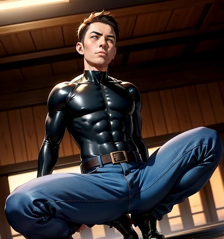 1boy, 18yo, asian, boyfish face, (thin face), short hair, deep dark tanned skin, ambitious eyes, aggresive, athletic, in ancient japanese Palace, futuristic japanese clothing, advanced japanese suit,  (masterpiece:1.2), (best quality:1.2), (extremely detailed:1.2), (extremely detailed face), (detailed background), (ultra detailed), realistic, 1male, 1boy, handsome,