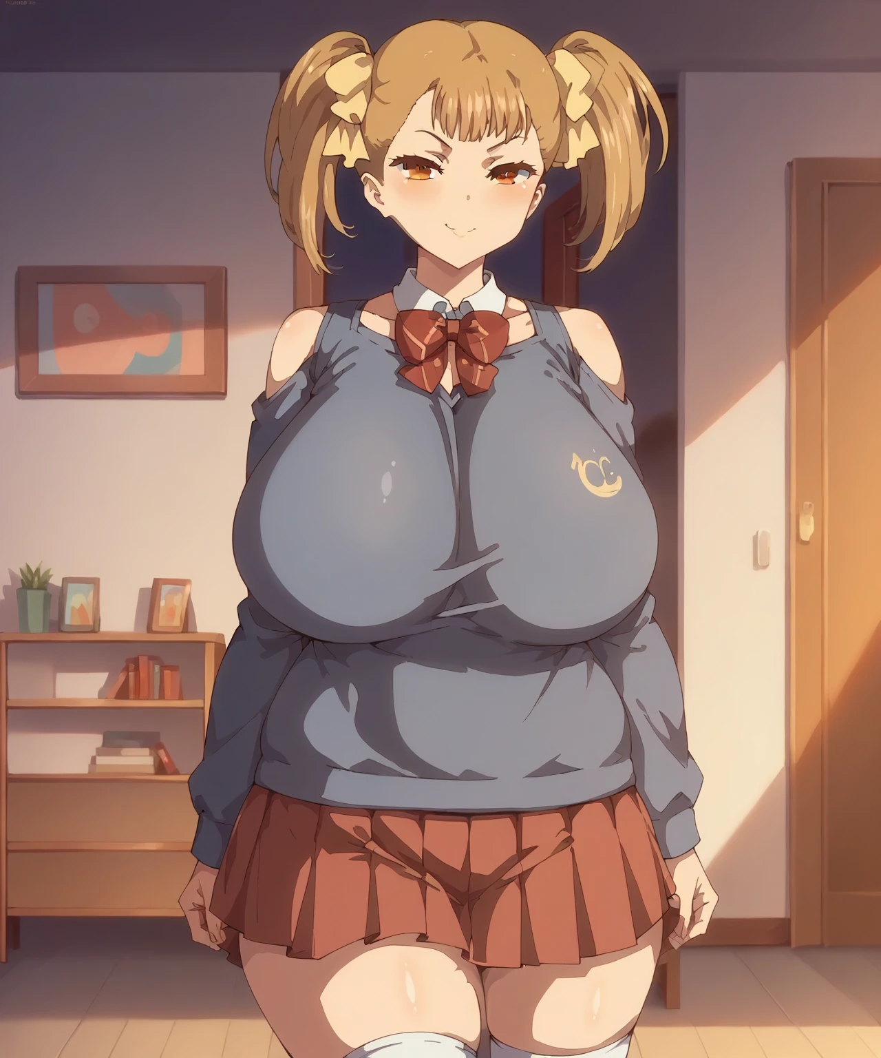 (best quality, high resolution, anime cels style:1.2), super pochaco, curvy, 1girl, beautiful face, (huge breasts:1.4), nsfw, shocked face, blushing, see-through panties, (legs spread)